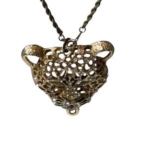 Vintage 1970’s Tiger Necklace Retro Edgy Glamorous Statement Punk Rock Moto Boho